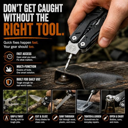 Multi Tool Knife Gift Set for Men - Pocket EDC Multitool with Folding Knife, Pliers, Screwdrivers & Bit Kit - Camping, Fishing & Everyday Carry Tool Gift for Dad, Husband & Outdoorsmen - style: Black 4 Piece