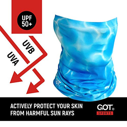 UPF 50+ Fishing Neck Gaiter - UV Face Mask Sun Protection for Men Women | Moisture-Wicking, Quick-Drying, Built-in SPF, UVA/UVB Blocking, Hunting Camo Design, Versatile Headwear - color: Aqua Blue