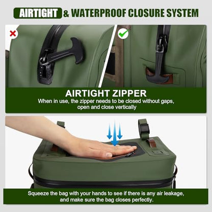 Goture Waterproof Fishing Waist Pack,IPX8 840D TPU Large Tackle Bag with Rod Holder,Airtight Zipper Closure,Detachable Water Bottle Holder, 10L Fly Fishing Bag with Adjustable Strap,Sling Fanny Pack - color: B1:10L Green Waterproof Tackle Bag