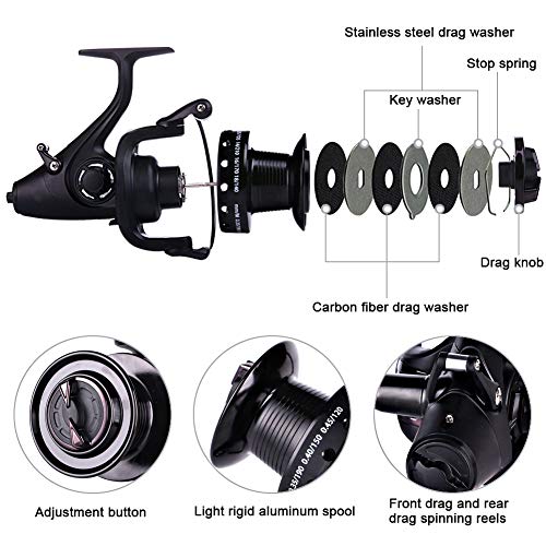 Sougayilang Spinning Fishing Reel 12+1BB Metal Body Smooth Carp Spinning Reels for Saltwater Freshwater Fishing - color: BE5000