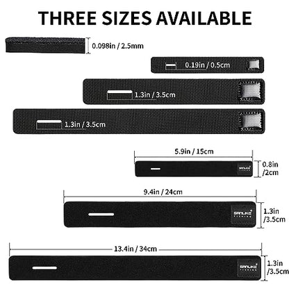 SANLIKE Fishing Belts Rod Straps Pole Ties Fishing Tackle Ties Cable | Black 15cm/24cm/34cm-5pcs/10pcs/20pcs, Stretchy Tackle Holders for Casting Spinning and Fly Rods, Organize and Protect - size: 13.4in*1.4in-10pcs