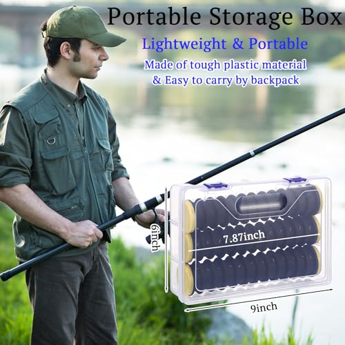 6 Pcs Fishing Leader Holder 6 Pack with Storage Box 72 Slot Snell Hook Organizer Anti-Tangle Rig Keeper for Walleye Catfish Bass Trout - color: Black
