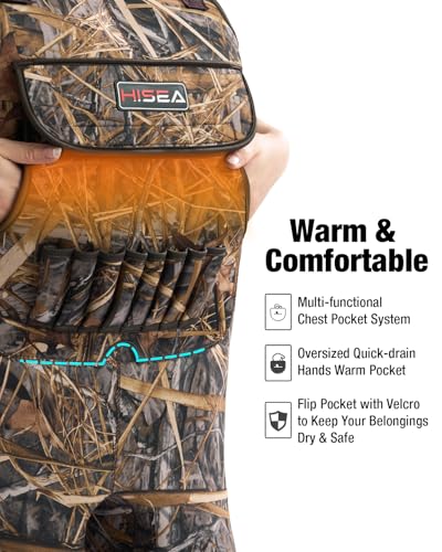 HISEA Women Waders Waterproof 400G Insulated Neoprene Chest Wader for Women - color: Next Camo, size: 5