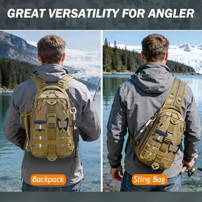 THKFISH 85Pcs Fishing Tool Kit, Fishing Backpack with Tackle Boxes Included, Fishing Tackle Kit Include Fishing Bait Lure Gear Kit, Fishing Pliers, Fish Hook Remover, Lip Gripper - color: Khaki Backpack