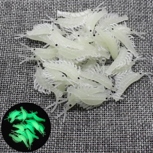 50pcs Shrimp Bait, Trout Bait Rubber Artificial Bait for Saltwater and Freshwater Fishing for Sturgeon Bass Trout