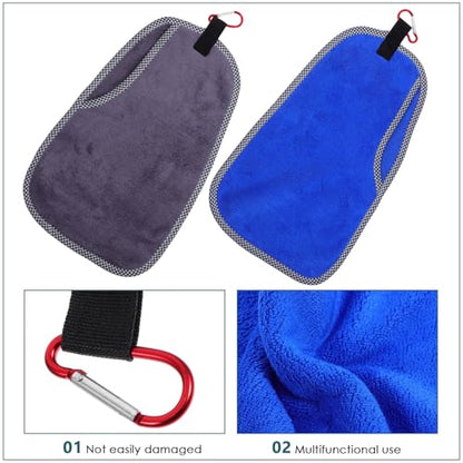 Luxshiny Fishing Towels with Clip, Super Absorbent Microfiber Rod Care and Hand Drying Towels, 2pcs for Outdoor Sports, Camping, Fitness, and Marine Use