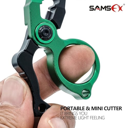 SAMSFX Mini Fishing Pliers with Fly Fishing Zinger Retractor, Fish Hook Remover Tool, Split Ring Pliers for Saltwater & Freshwater, Tungsten Carbide Cutters, Fishing Gear Gift for Anglers - color: Green