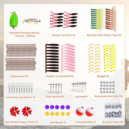 FONMANG 322-Piece Fishing Lures Kit - Buzz Bait/Spinner Baits/Jig/Frog, Fishing Tackle Box with Tackle Included, Soft Bait/Hooks/Weights, Fishing Gear Lure Kit Gift for Men Freshwater Bass Trout - color: C-320pcs Trout Fishing Kit