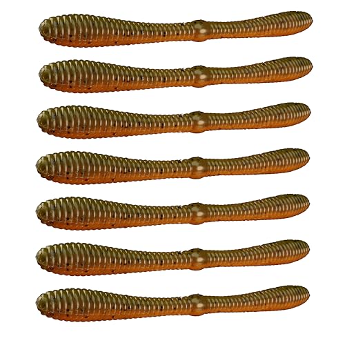 Lunker City Fishing 5" Spanky Worm 3 Pack Bundle Soft Plastic Bass Lure Wacky Rig Salted Jigging Stick Bait, 21 Total Lures, Made in The USA - color: 54 Bama Craw
