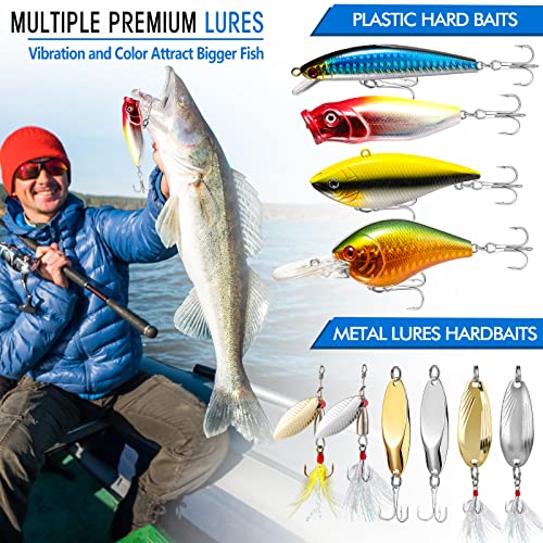 PLUSINNO 353/404 PCS Fishing Lures, Upgrade Fishing Tackle Box with Tackle Included, Crankbaits, Hooks, Weights, Other Accessories, Fishing Lure Bait Gear Equipment Kit Gift for Men Freshwater Bass - color: 353 Pcs Fishing Tackle Kit