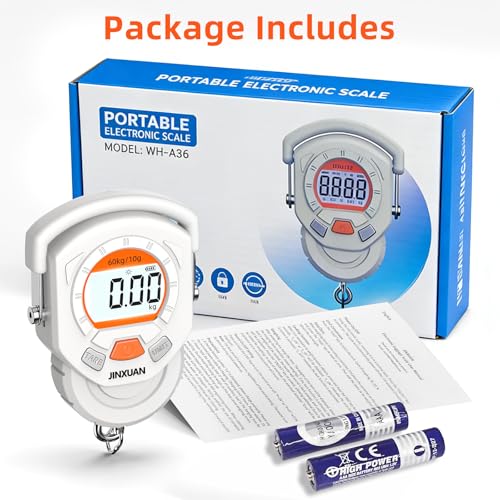 Fishing Scale Luggage Scale 132lb/60kg Digital Fish Scale, Fish Weight Scale with Backlit LCD Display, Luggage Weight Scale with 4 Units, 2 AAA Batteries, Hanging Scale for Fishermen Travelers - style: Battery Powered