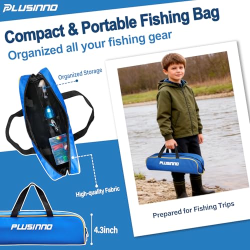 PLUSINNO Kids Fishing Pole with Spincast Reel Telescopic Fishing Rod Combo Full Kits for Boys, Girls, and Adults - color: Black, size: 4FT / 1.2M