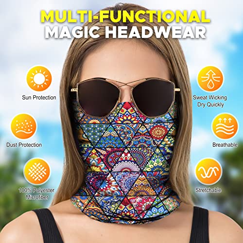 JOEYOUNG Headwear, Bandana, Neck Gaiter Head Wrap Headband Balaclava Magic Scarf - color: A-new Boho