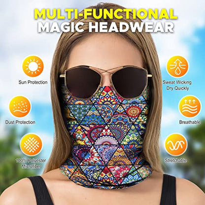 JOEYOUNG Headwear, Bandana, Neck Gaiter Head Wrap Headband Balaclava Magic Scarf - color: A-new Boho