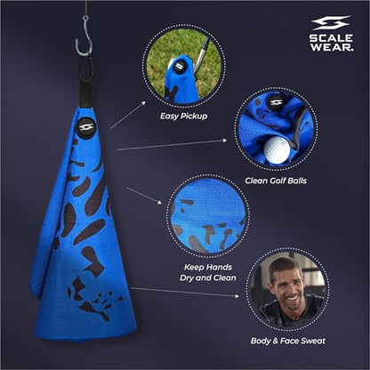 Rippit Magnetic Waffle Golf Towel – Large 16"x24" Microfiber Golf Club Ball Magnet Clip to Hang on Bag Cart Strong Premium Strength Ultra Absorbent Gear Men Gift (Rippit Blue) - color: Rippit Blue