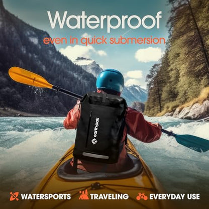 Earth Pak Waterproof Backpack - Heavy Duty Hiking Backpack - Roll-Top Closure Bag - Cushioned Dry Bag Waterproof Phone Case - color: Black, size: 85L