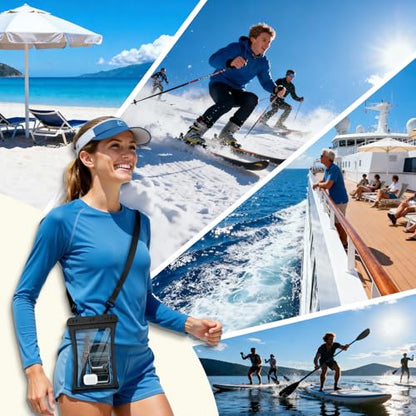 CACOE Floatable Waterproof Phone Pouch 2 Pack Up to 10.0", Black+Black | Floatable, IPX8 Waterproof Phone Case,Adjustable Lanyard,Dry Bags for Beach/Cruise/Travel/Camping/Kayak/Vacation Essentials - color: Black+Black, size: Up to 10.0"-Floatable