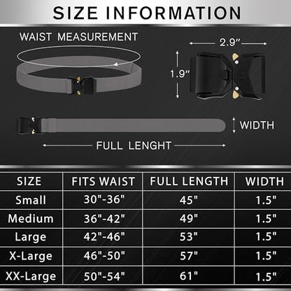 TECEUM Tactical Belt – Heavy-Duty & Quick Release – Military, Work, Rigger, Duty & Utility Belt for Men - color: Buckle 1 - Gray, style: Small-for Waist 30"-36" (Length 45")