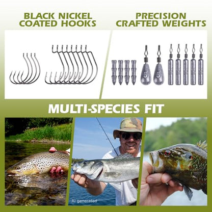 Goture 215pcs Fishing Tackle Kit with Ultra-Slim Organizer Box, Complete Terminal Tackle Set Includes Fishing Hooks, Sinkers Weights, Swivels, Snaps and Beads for Freshwater Bass Trout Fishing Gear - style: 215Pcs - Hooks & Accessories