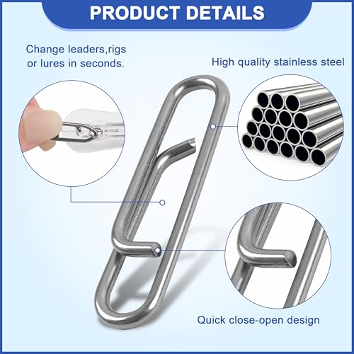 Power Clips Fishing Snaps Set High Strength Stainless Steel Quick Change Connector Swivels Tackle Fish Lure Attachement Freshwater Saltwater - style: 95PCS