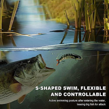 ReeMoo Fishing Lures for Bass, Topwater Fishing Lures, Multi Jointed Swimbaits, Lifelike Slow Sinking Swimming Bass Lures for Freshwater and Seawater Fishing Accessories