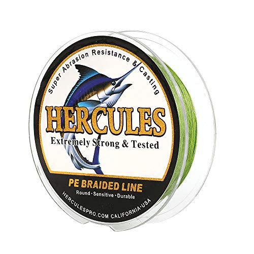 HERCULES Cost-Effective Super Cast 8 Strands Braided Fishing Line 10LB to 300LB Test for Salt-Water,109/328/547/1094 Yards(100M/300M/500M/1000M),Diam.#0.12MM-1.2MM,Hi-Grade Performance,Variety Colors - color: Army Green, size: 20LB-0.20MM-328YDS(300M)-8 S