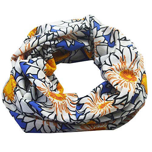 Obacle Seamless Face Mask Rave Bandana Men Women for Dust Sun Wind Protection - color: Flower White Yellow Blue