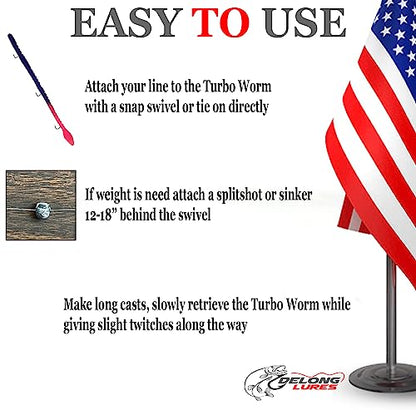 Delong Lures 6" KILR Worms Pre-Rigged for Bass, Pike and Anything in Between, Bass Lures Bait Tackle 5 Per Pack