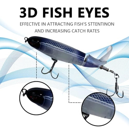 1-Pack Topwater Fishing Lures & Crankbaits Set - High-Action Popper Bass Lures with Rotating Tail, Saltwater/Freshwater Hard Baits for Trout, Pike, Catfish | Vibrating Lure Kit with Storage Box - color: dark blue