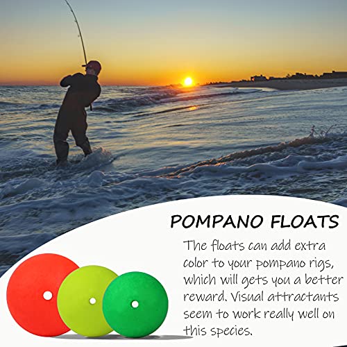 Dovesun 220/104/80/60/54/52/42pcs Pompano Rig Floats for Surf Fishing Foam Bobbers for Fishing Fly Fishing Bobbers Floats Bright Color Kit/Round/Cylindrical/Heart/Bullet/Pill/Spin Shape - color: Round-104pcs
