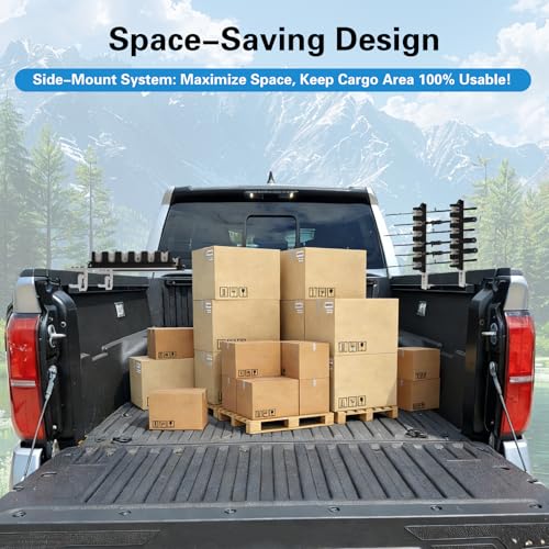 Truck Bed Fishing Rod Holder - 6 Rod Capacity with EVA Foam, Aluminum C-Clamp Mount, No Drill Installation, Fits Truck Bed & Boats
