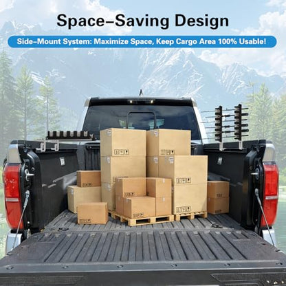 Truck Bed Fishing Rod Holder - 6 Rod Capacity with EVA Foam, Aluminum C-Clamp Mount, No Drill Installation, Fits Truck Bed & Boats