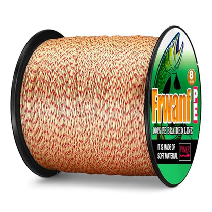 Braided Fishing Line 8 Strands of Super Strong PE Fishing line Extreme Power Fishing Braided line is Used for Saltwater and Freshwater Fishing - color: Red and Yellow, size: 6LB 0.10MM-109Yds