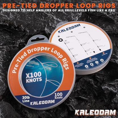 20lb-70lb 100knots Pre-Tied Dropper Loop Fishing Rig, 18" Spacing, 5.5" Loop Size, Ideal for Saltwater & Freshwater Fishing - size: 30LB-100knots