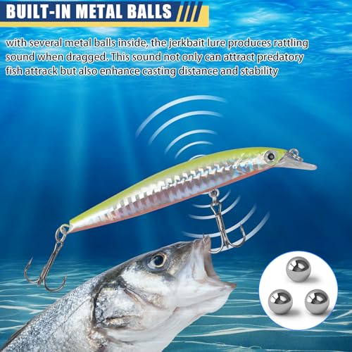 Jerkbait Minnow Fishing Lures Bass, Jerk Bait Bass Bait for Walleye Trout Pike Freshwater Surf Saltwater Fishing Lures - style: A-8pcs-3.8in/0.25oz