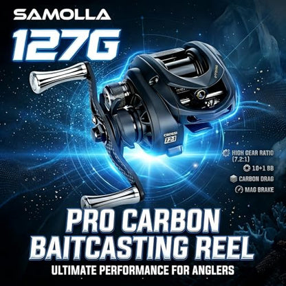 Baitcasting Fishing Reel 4.5 oz Ultralight Baitcaster Reel, 11 Lb Max Drag Mixed Carbon Fiber,7.2:1 Gear Ratio,10+1 BB,Compact Design for Freshwater & Saltwater CROSSI