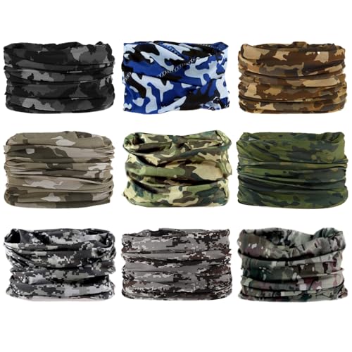 Neck Gaiter for Men Women Headwear Bandana Head Wrap Face Scarf Mask Cover Warmer Balaclava-Seamless & Versatile - color: B-camo 3