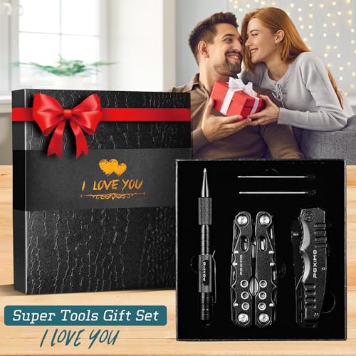 Multitools Gift Set "I LOVE YOU", Men Gifts 3 Items Pack with 14-In-1 Multi tool Pliers, Pocket Knife, Tactical Pen, Gifts for Men Women, Stocking Stuffers EDC, Survival Tools Set (I LOVE YOU) - style: Gift Set "I LOVE YOU"