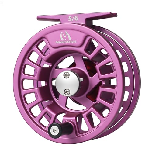Maxcatch Tino Fly Fishing Reel, Large Arbor All Aluminum with CNC Cutting Trout Fly Reels, 3/4 5/6 7/8wt - color: Reel Only (Purple), size: 7/8wt