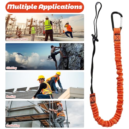 Tool Lanyard with Buckle Strap 5Pcs, 31.5 "-43.3" Extendable Length Tool Tether Lanyard with Carabiner and Adjustable Loop End, Scaffolding Roofing Fall Protection Tool Belts Accessories - size: 5 pack