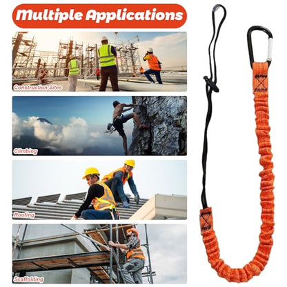Tool Lanyard with Buckle Strap 5Pcs, 31.5 "-43.3" Extendable Length Tool Tether Lanyard with Carabiner and Adjustable Loop End, Scaffolding Roofing Fall Protection Tool Belts Accessories - size: 5 pack