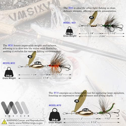 Trout Lures Rooster Bait Tail Fishing Spinnerbaits, Brass Hard Metal Spinner Baits Trout Fishing Lures for Bass Salmon Pike Freshwater Saltwater Lake River - color: A5-5pcs-3/8oz
