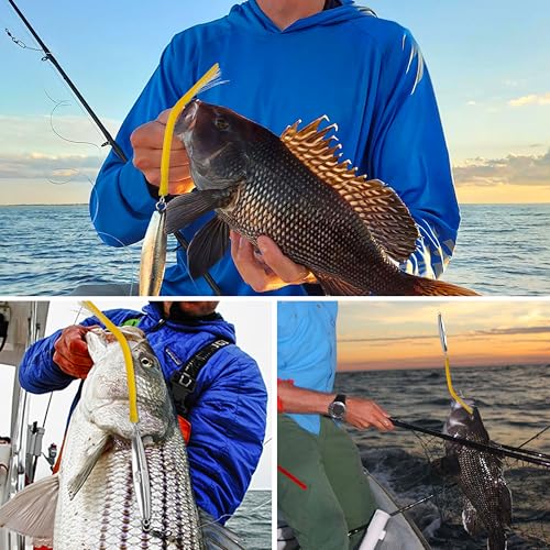 Diamond Jig Saltwater Fishing Lure, 2/3pcs Casting Jigging Spoons with Split Tube Tail Striped Bass Flat Metal Jig for Surf Fishing Bottom Sinking Bouncing Deep Sea Ocean 1-10oz - size: 1oz, style: 3pcs-3 Colors