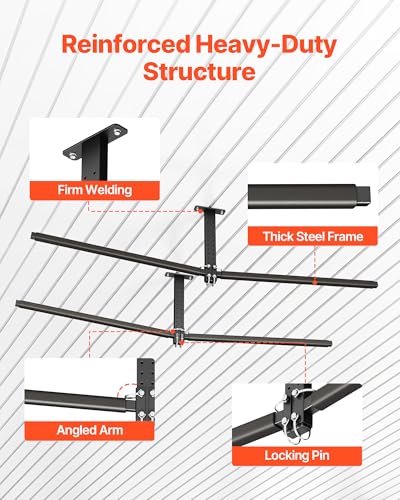 VEVOR Kayak Storage Rack, Heavy Duty Adjustable Freestanding Stand with Lockable Wheels for Indoor Outdoor Garage Shed Dock, Holder for Canoe, SUP, Surfboard & Paddleboard - style: Ceiling Rack - Black