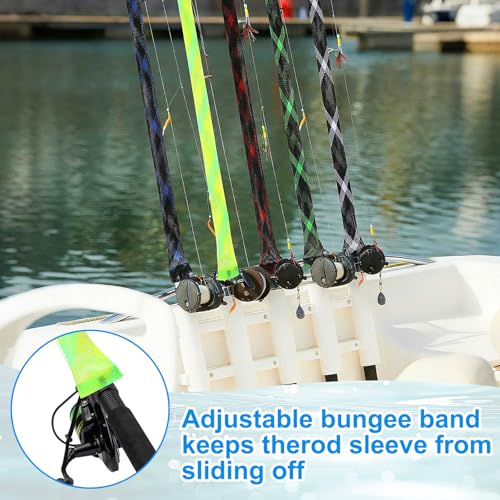 12 Pcs Fishing Rod Sleeves and Lure Wraps for Rods Poles,Grey - color: Grey