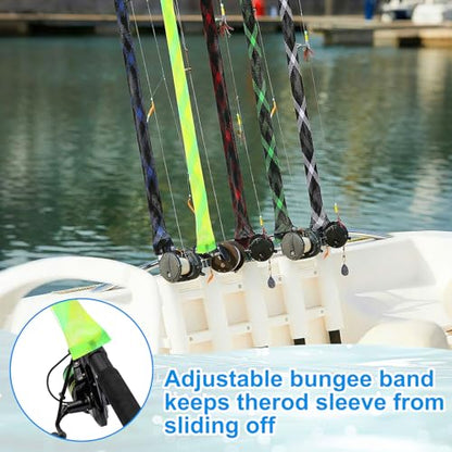 12 Pcs Fishing Rod Sleeves and Lure Wraps for Rods Poles,Grey - color: Grey