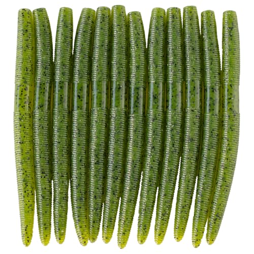 Senko Bait Soft Plastic Lures 5" Senkos 24 Pcs/100pcs for Wacky Rig Freshwater Fishing Green Pumpkin senko with Black Flake Pink Watermelon Double Color - style: Watermelon Black Flake