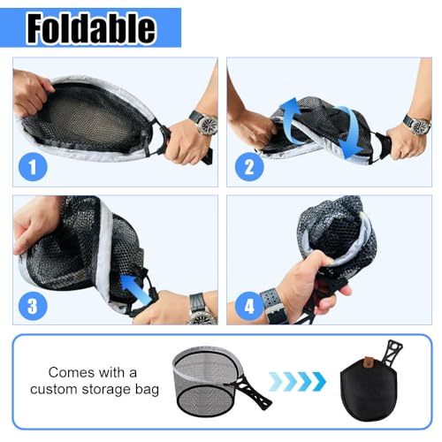 Fishing Landing Net, Foldable Fishing Lure Mesh Net with Handle for Steelhead, Salmon, Fly, Kayak, Catfish, Bass, Trout - color: S