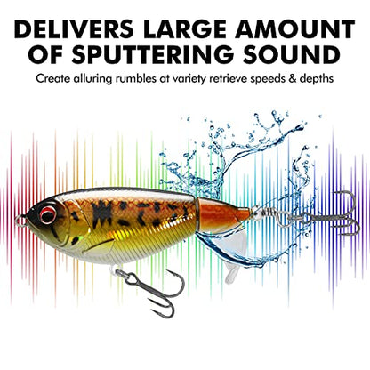 TRUSCEND Popobait Easy Catch Fishing Lures with BKK Hooks, Instant Startup, Longer Cast, Balanced Spray/Sound/Swim, Plopper Topwater Lures for Bass, Trout, Pike, Walleye, Freshwater Saltwater Fishing - color: B2-3.2",0.46oz