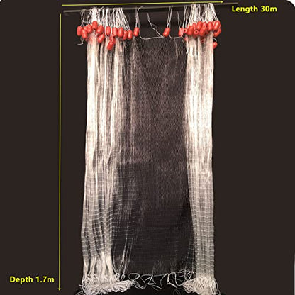 Strong Fishing Line Material Fishing Net Depth 5.5ft Gillnet Length 98 ft Nylon Net 5/8 Inch-2 Inch Mesh Monofilament Nylon Network Big Buoys Fish Net - size: Mesh size 45mm*45mm(1-3/4 inch)